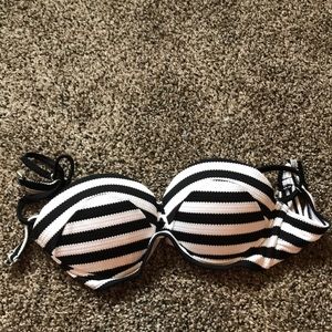 black & white striped bikini top